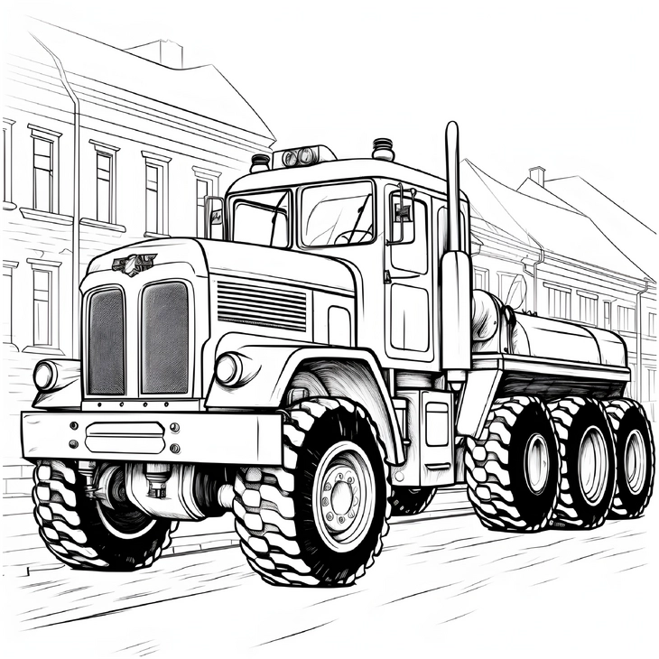 malvorlage-lkw-auf-stadtstrasse-gestalten