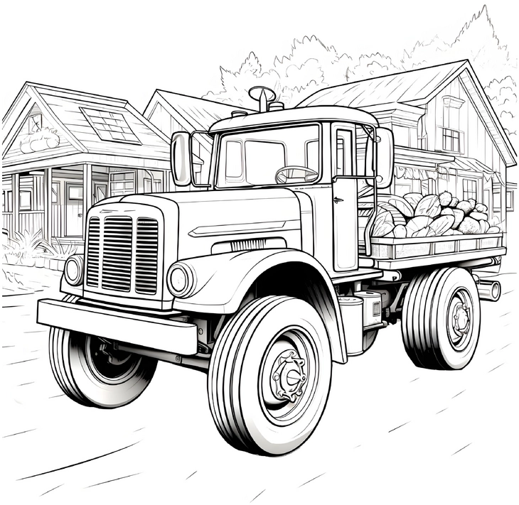 malvorlage-lkw-mit-gemuesen-auf-der-strasse