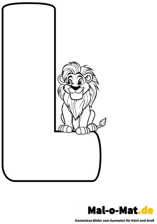 malvorlage-loewe-auf-buchstabe-l