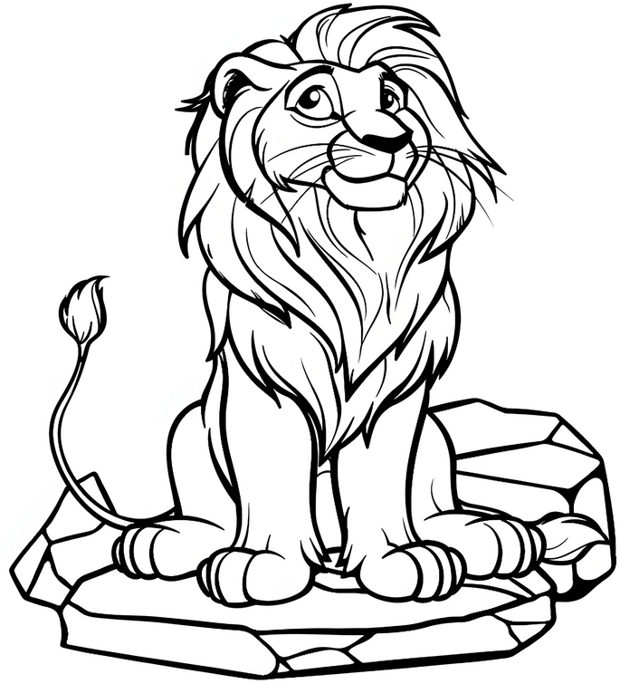 malvorlage-loewe-auf-felsen-ausmalbild