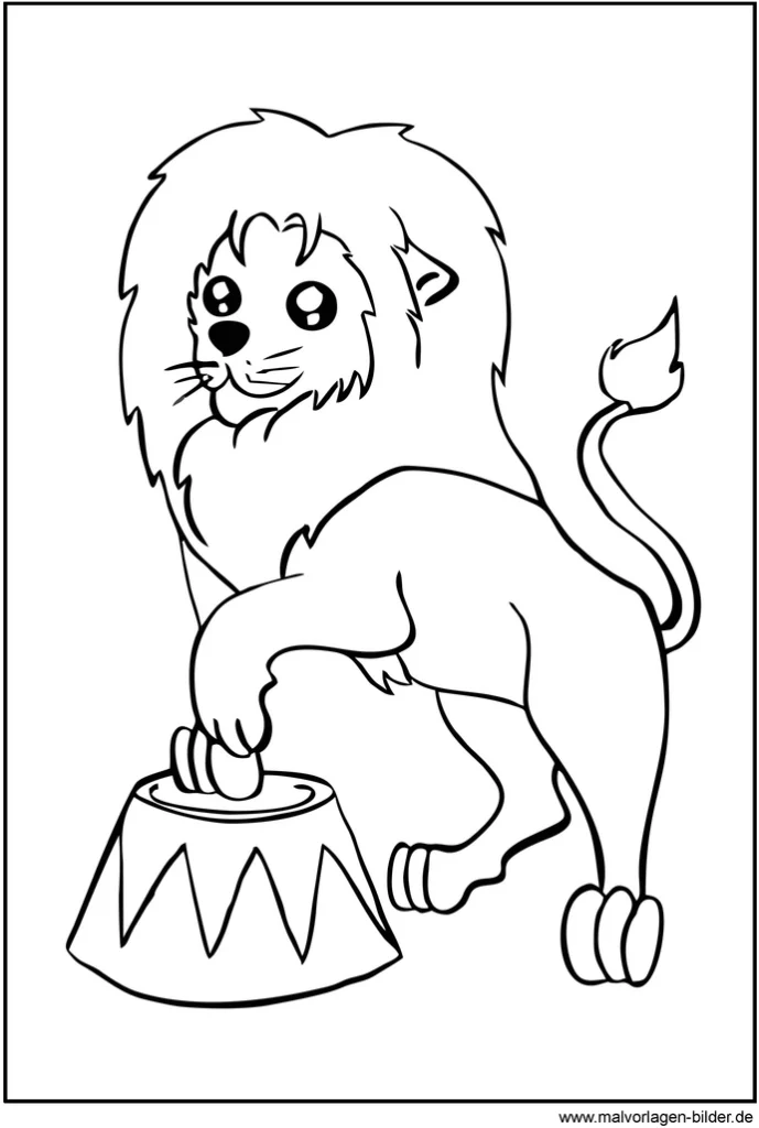 malvorlage-loewe-im-zirkus-ausmalen