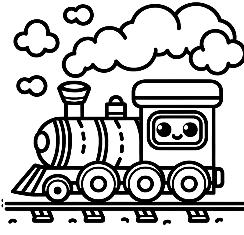 malvorlage-lokomotive-mit-wolken-und-schienen