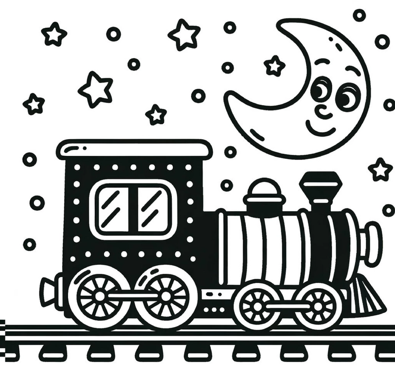 malvorlage-lokomotive-mond-und-sternen
