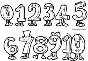 malvorlage-lustige-zahlen-von-0-bis-10