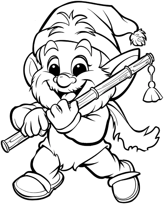 malvorlage-lustiger-wichtel-mit-floete