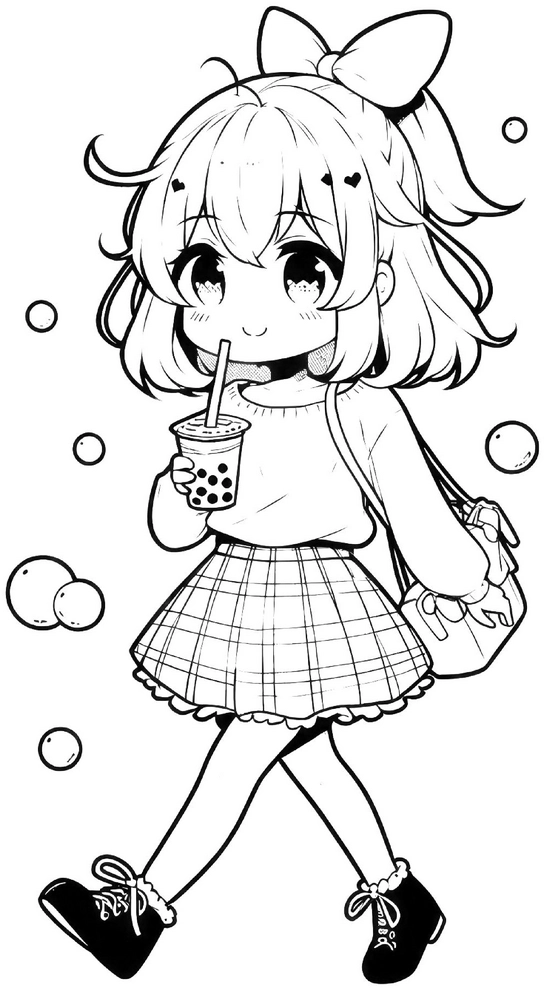 malvorlage-maedchen-bubble-tea-mit-bubbles