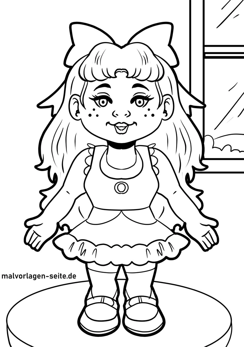 malvorlage-maedchen-mit-schleife-und-kleid