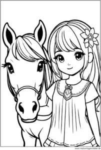 malvorlage-maedchen-und-pferd-freundschaft