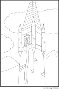 malvorlage-maerchen-turm-mit-rapunzel-ausmalbild