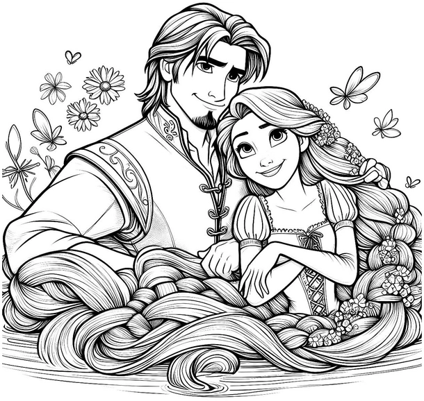 malvorlage-maerchenhafte-ausmalbilder-mit-blumen-und-schmetterlingen