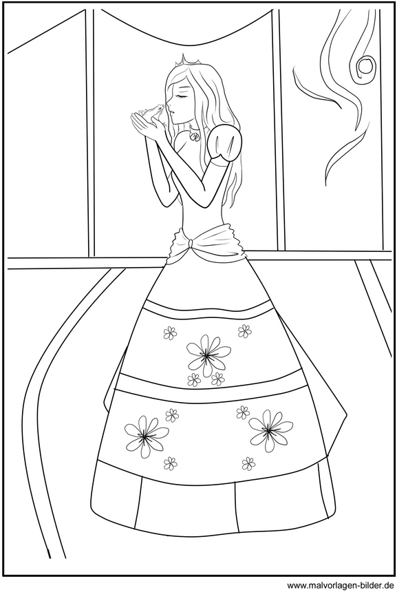 malvorlage-maerchenprinzessin-blumenmuster