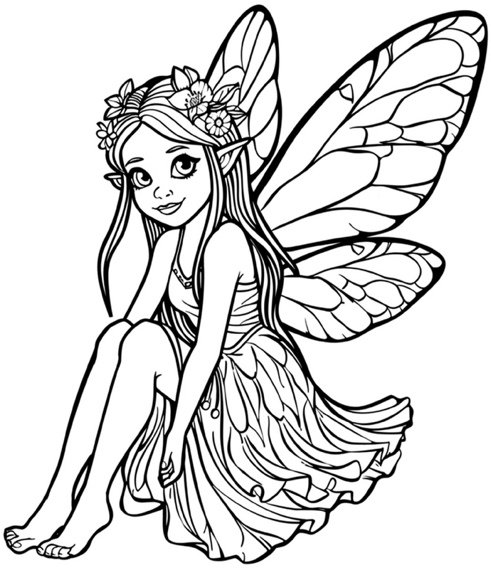 malvorlage-magische-fee-mit-blumenkrone