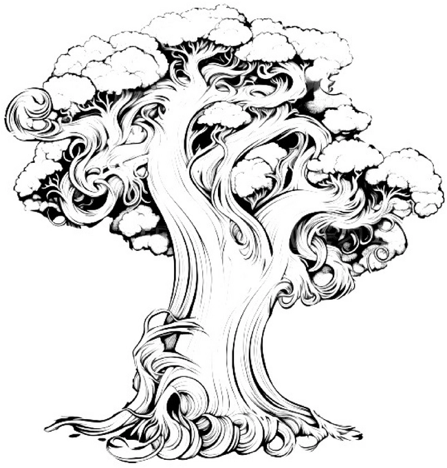 malvorlage-majestaetischer-baum-mit-geschwungenen-aesten