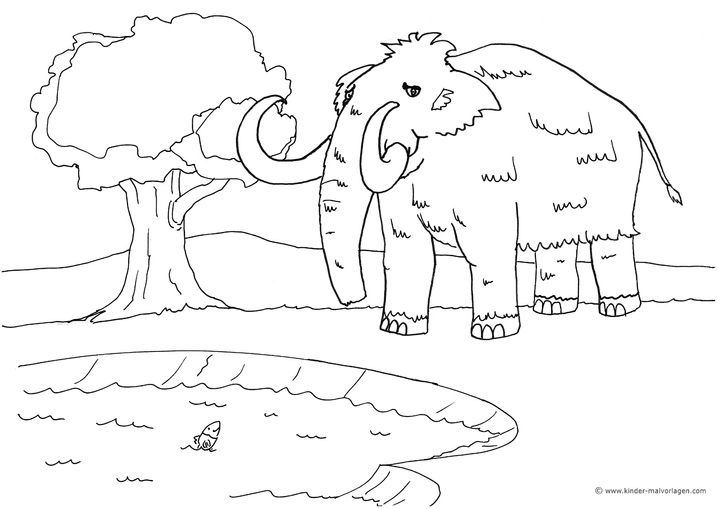 malvorlage-mammut-am-see