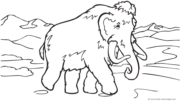 malvorlage-mammut-in-berglanschaft