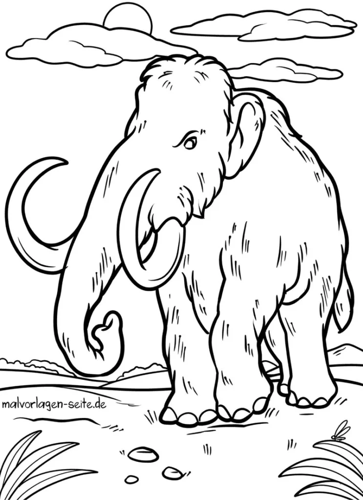 malvorlage-mammut-in-der-natur