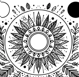 malvorlage-mandala-mit-blaettern-und-geometrischen-mustern