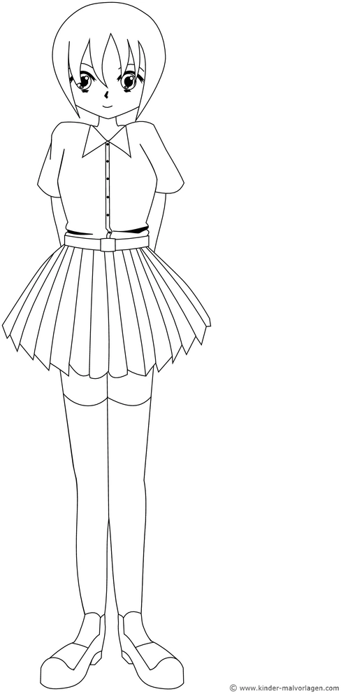 malvorlage-manga-maedchen-mit-gefaelteltem-kleid