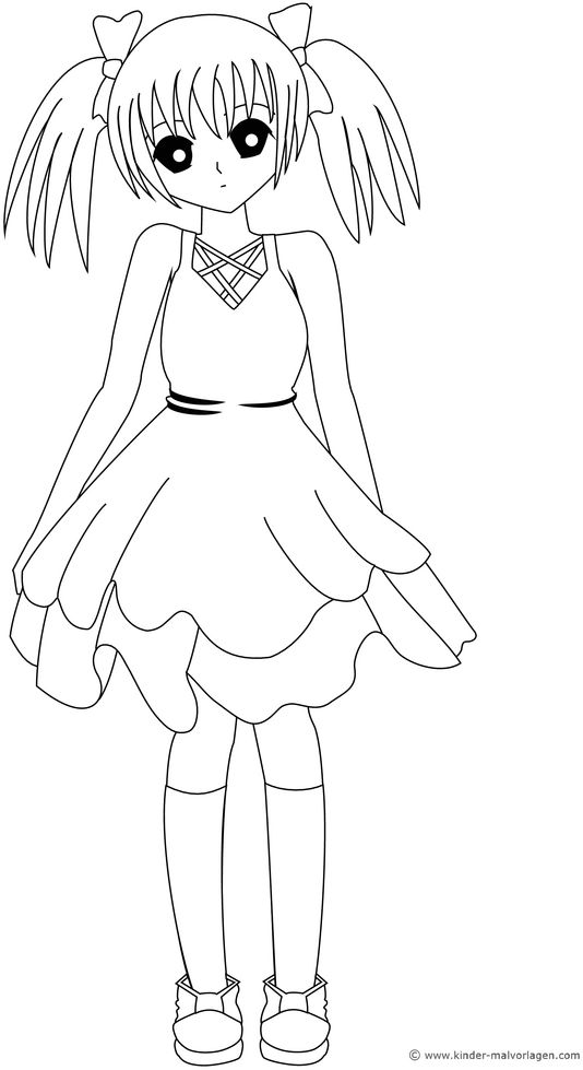 malvorlage-manga-maedchen-mit-rueschenkleid