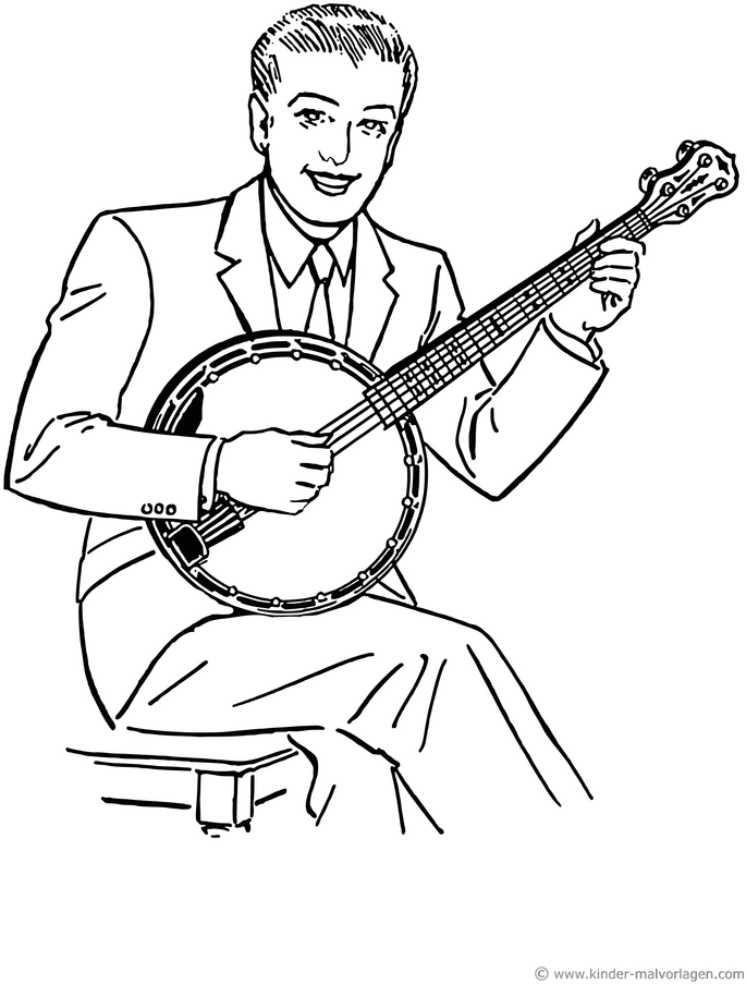 malvorlage-mann-mit-banjo-zum-ausmalen