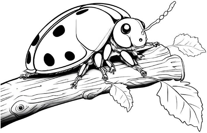 malvorlage-marienkaefer-auf-baumstamm