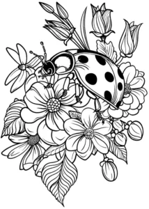 malvorlage-marienkaefer-auf-blumen