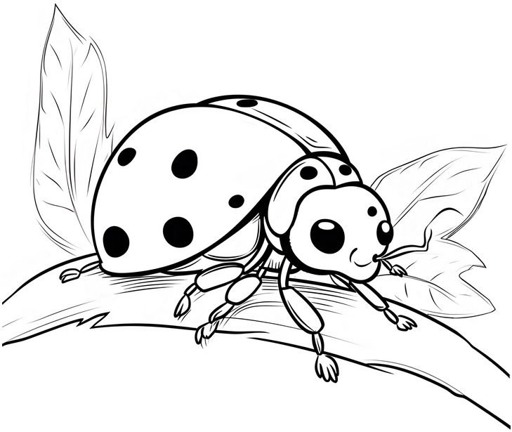 malvorlage-marienkaefer-auf-einem-zweig