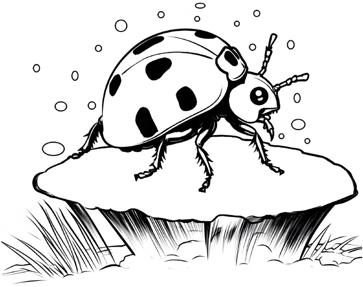 malvorlage-marienkaefer-auf-holzstamm