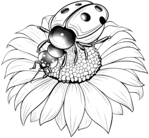 malvorlage-marienkaefer-auf-sonnenblume