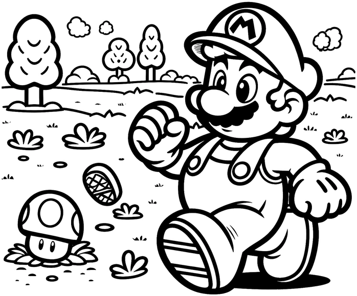 malvorlage-mario-pilz-abenteuer-natur