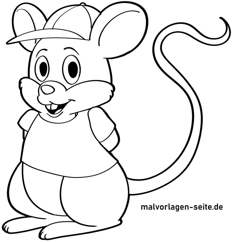 malvorlage-maus-schirmmuetze-und-t-shirt
