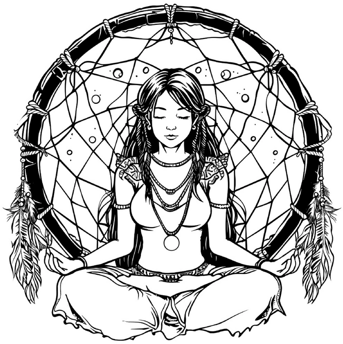malvorlage-meditierende-figur-traumfaenger