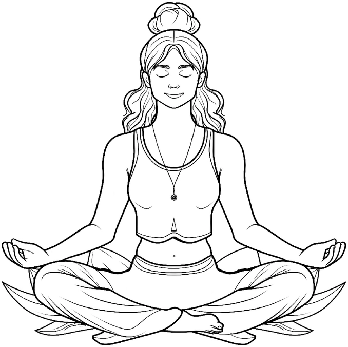 malvorlage-meditierende-frau-mit-lotusblueten
