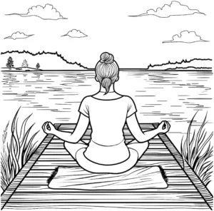 malvorlage-meditierende-person-am-wasser