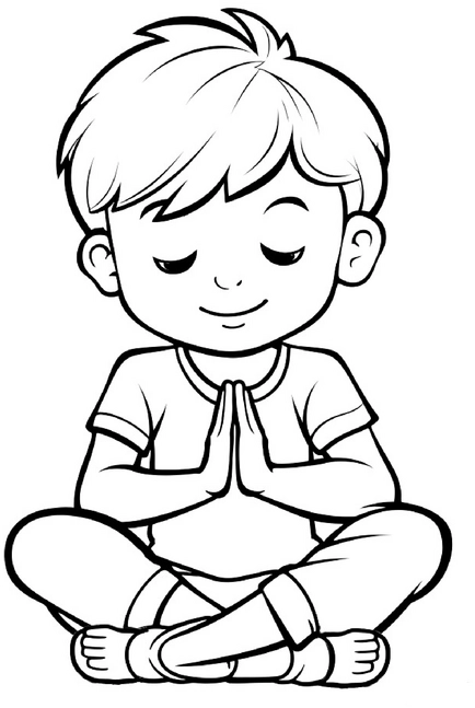 malvorlage-meditierendes-kind-ausmalbild