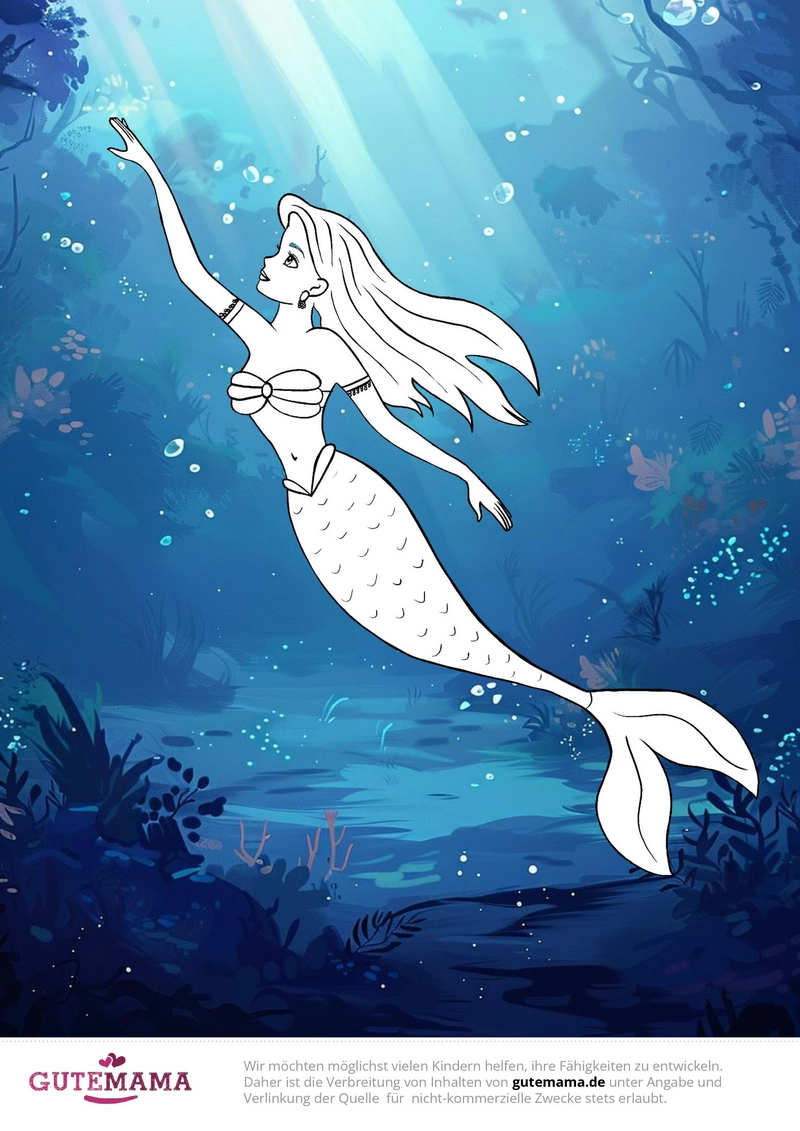 malvorlage-meerjungfrau-im-ozean-mit-hintergrund