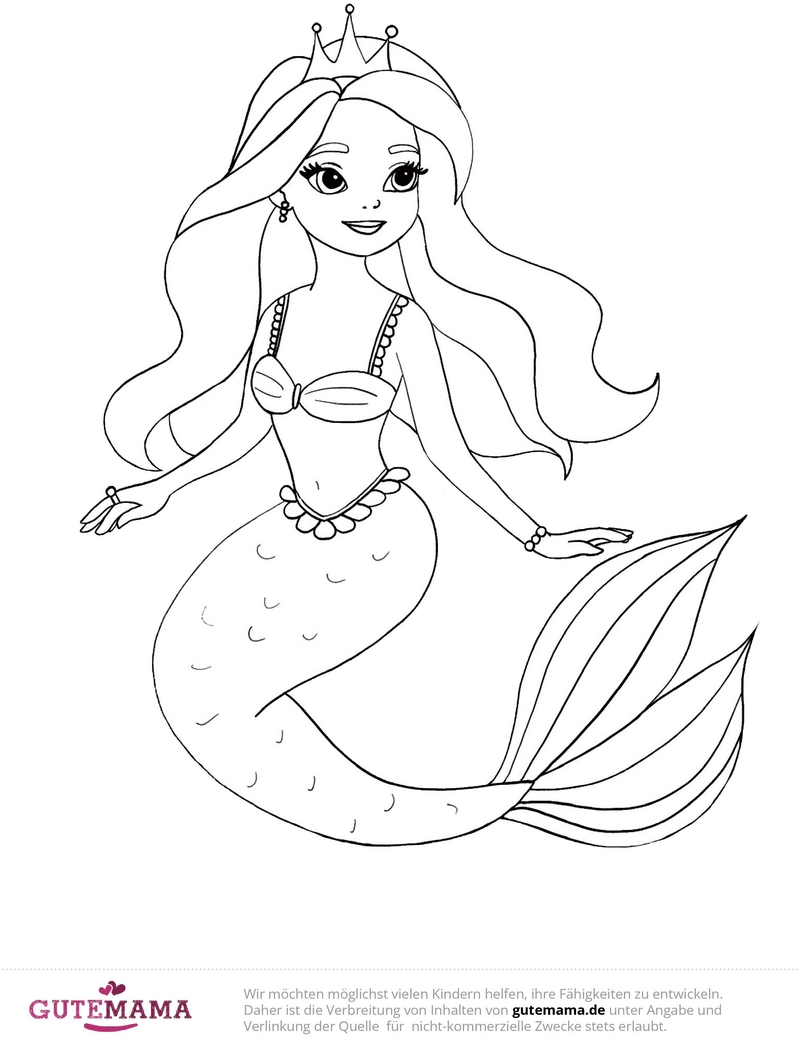 malvorlage-meerjungfrau-mit-krone-zum-ausmalen