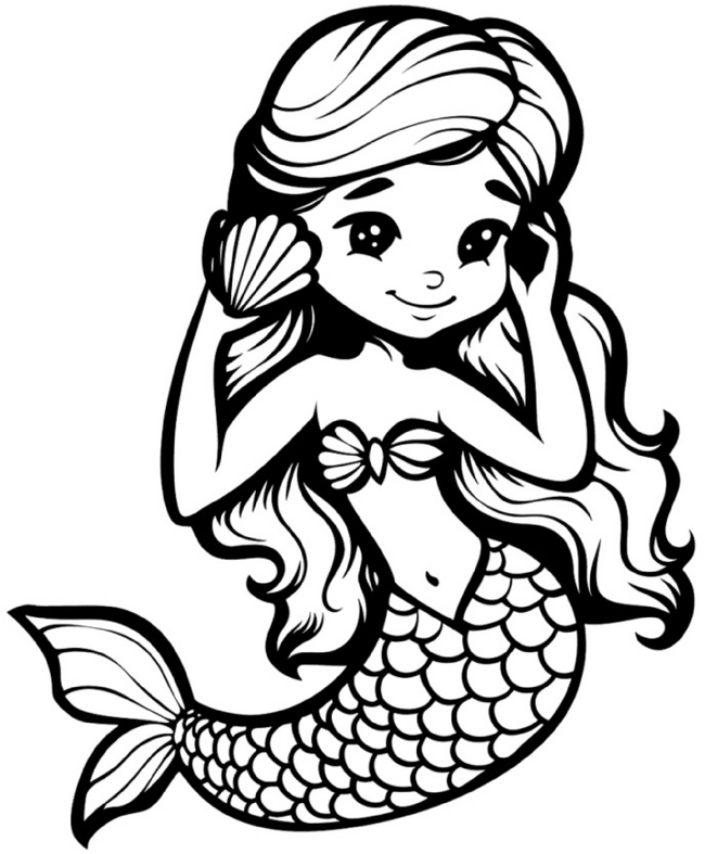 malvorlage-meerjungfrau-mit-muschel