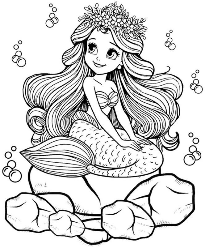 malvorlage-meerjungfrau-mit-pflanzenkrone-unterwasserwelt