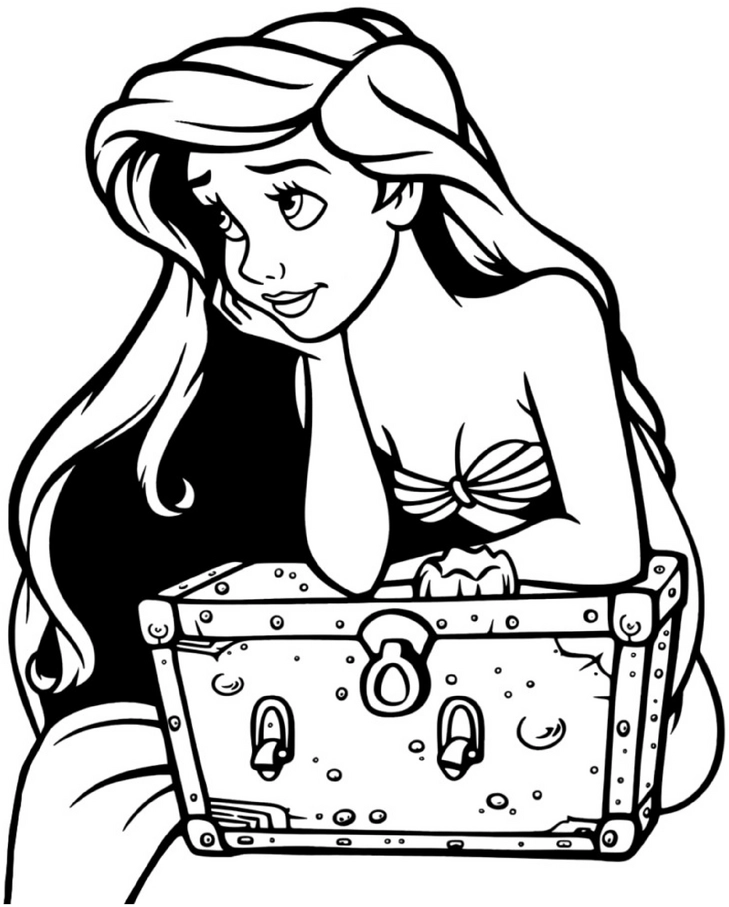 malvorlage-meerjungfrau-mit-schatzkiste