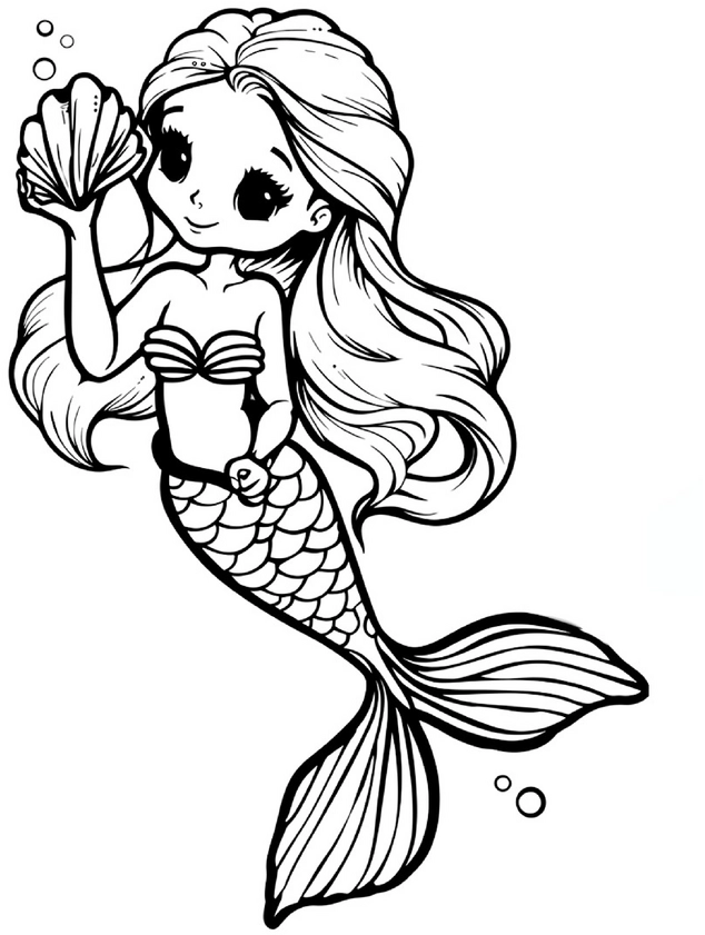 malvorlage-meerjungfrau-muschel-ausmalbild