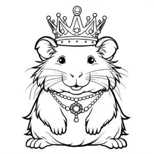 malvorlage-meerschweinchen-mit-krone-und-schmuck