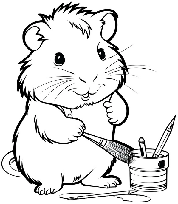 malvorlage-meerschweinchen-mit-pinsel-und-farben