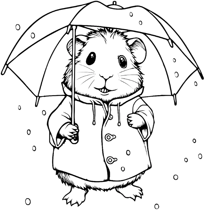 malvorlage-meerschweinchen-mit-regenschirm-in-winterlandschaft