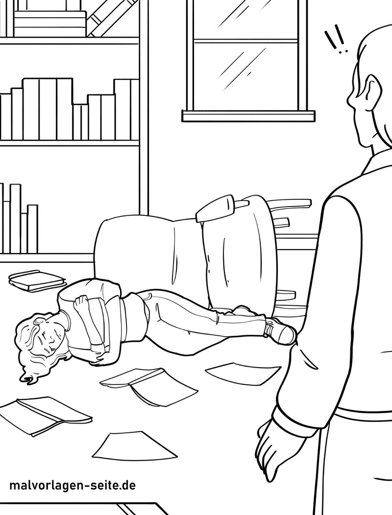 malvorlage-menschen-auf-dem-boden-und-umgestuerzten-stuehlen
