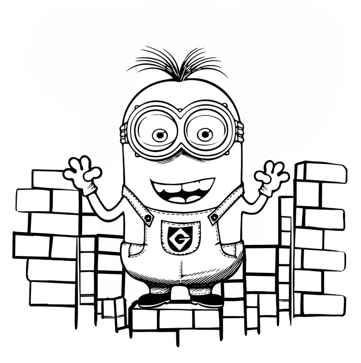 malvorlage-minion-auf-mauer-zum-ausmalen