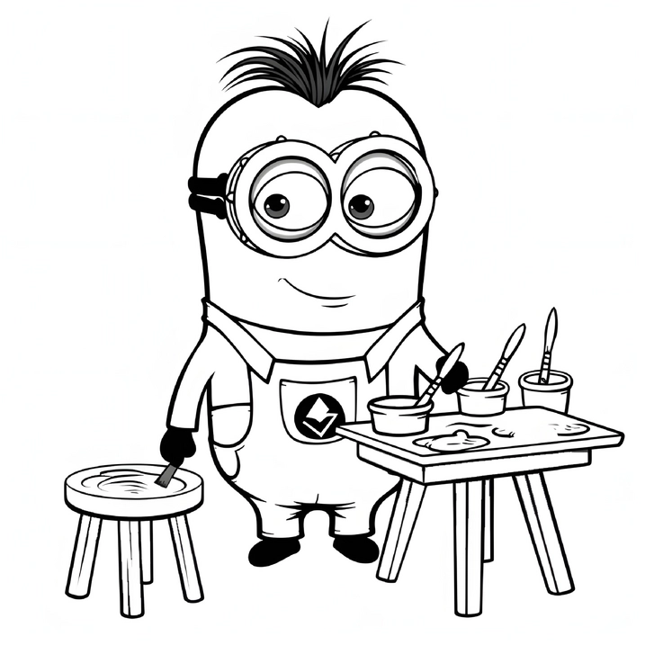 malvorlage-minion-beim-malen