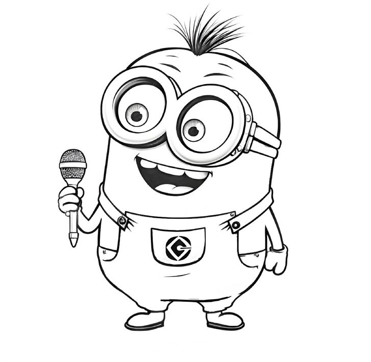 malvorlage-minion-mit-mikrofon-ausmalen