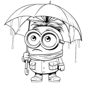 malvorlage-minion-mit-regenschirm-ausmalen