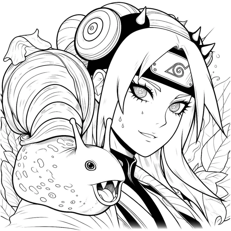 malvorlage-mit-schnecke-und-fantasiefigur